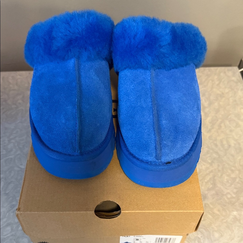 UGG Vibrant Blue Fuzzy Slippers